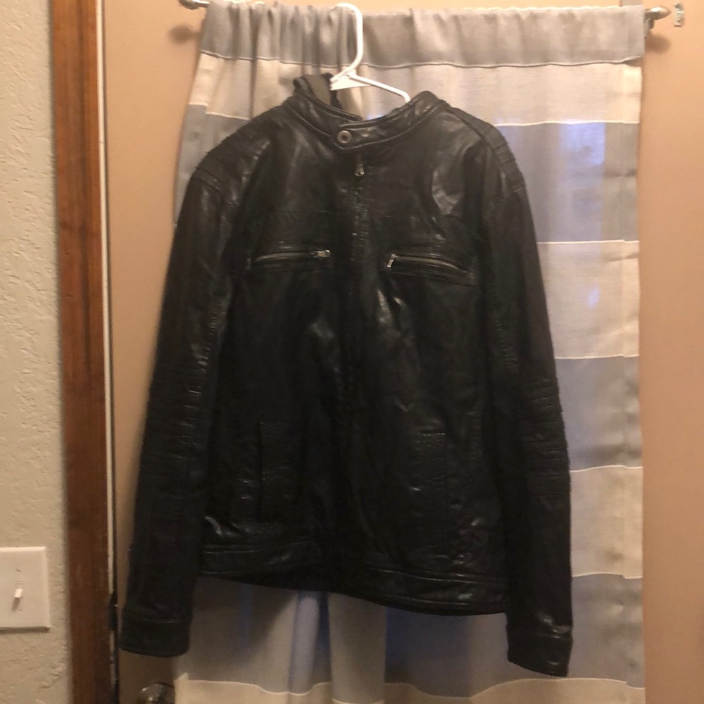 Large Black Rock and Republic Leather Jacket